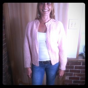 Delicately hand-knitted long sweet sleeve sweater